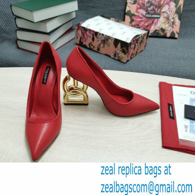 Dolce  &  Gabbana Heel 10.5cm Leather Pumps Red with DG Pop Heel 2021